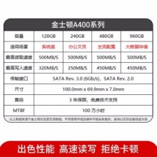 金士顿固态硬盘SA400S37-120G